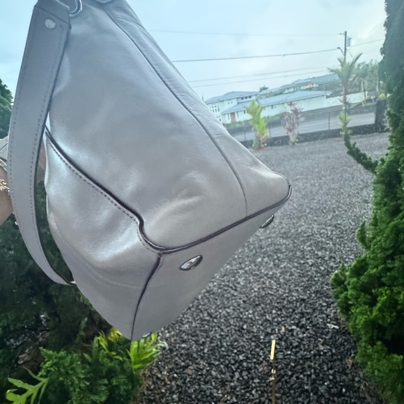 Coach Christie Carryall Gray Smooth Leather Satchel Crossbody Silver Hardware - Picture 13 of 13